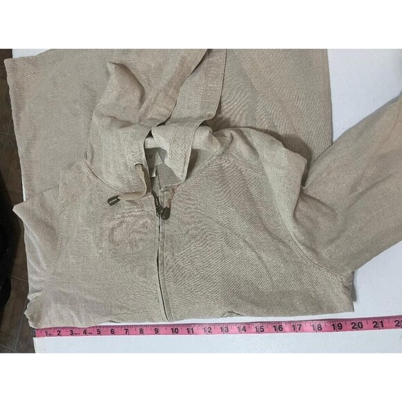 J Jill Womens Linen Blend Utility Jacket Size XSP Zip Beige Shimmer Gold Hoodie - Picture 14 of 14